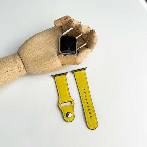 Кожаный ремешок Leather Rivet Clasp для Apple Watch 42/44/45mm Canary yellow Кожаный ремешок Leather Rivet Clasp для Apple Watch 42/44/45mm Canary yellow